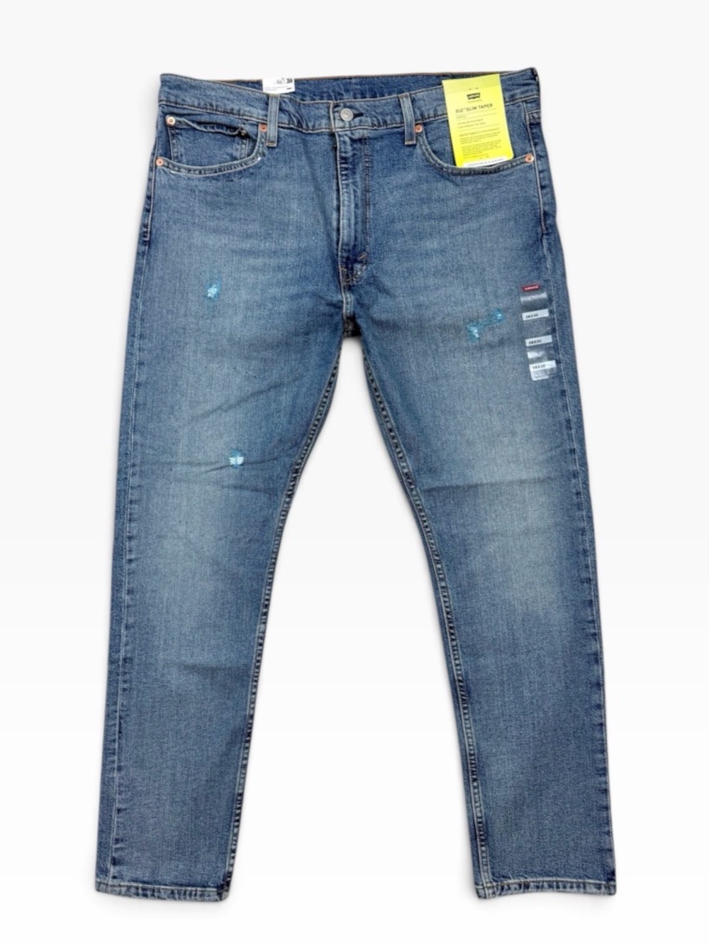 Levis Classic 512 Slim Taper Jeans 38x30 Distressed Repaired Stretch Denim NWT